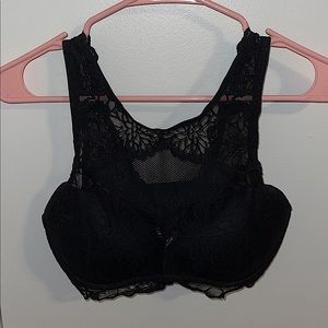 PINK Lace Halter Bra in Black